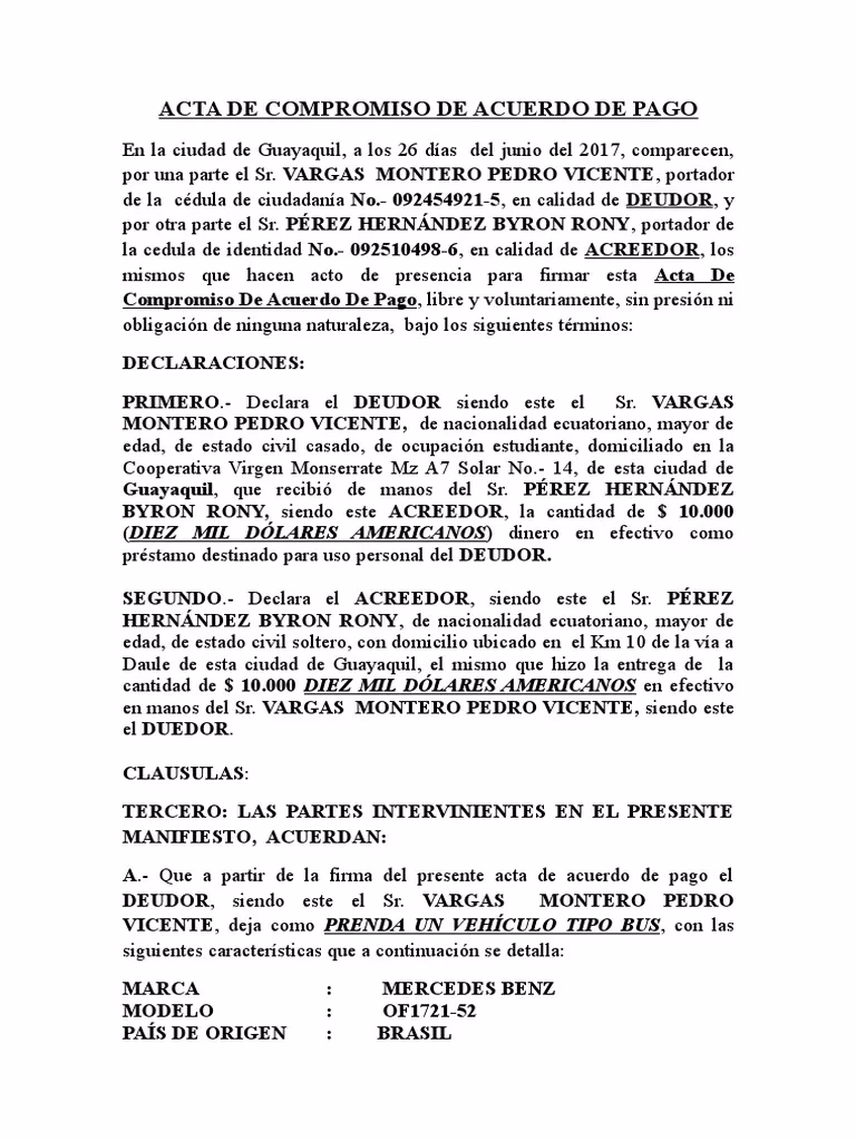 ¿Qué es un acta de acuerdos y compromisos?
