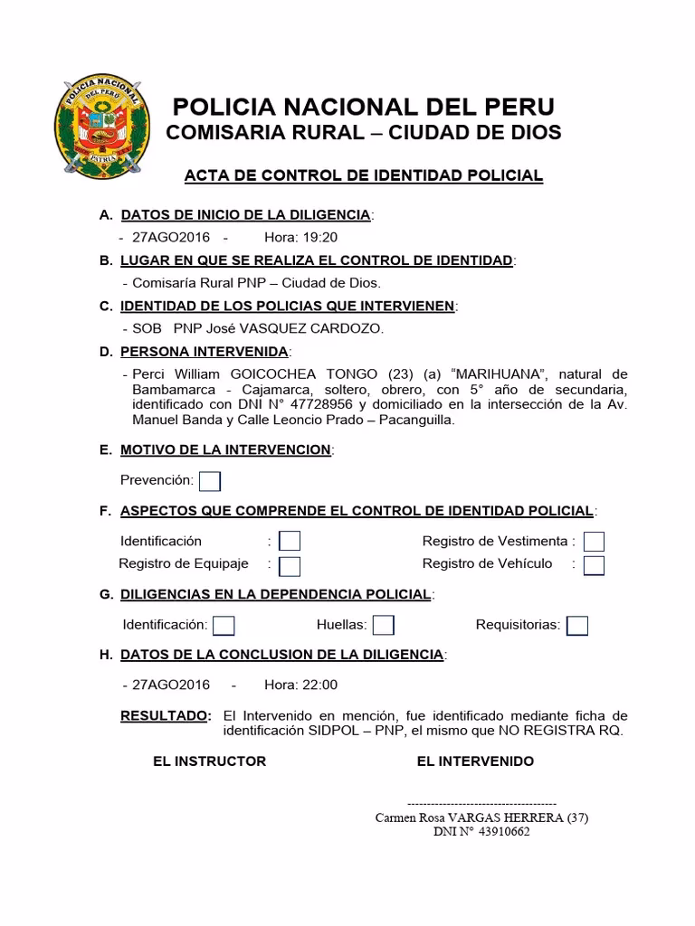 ¿Qué es un acta de control de identidad?