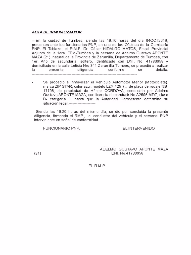 ¿Qué es el acta policial?