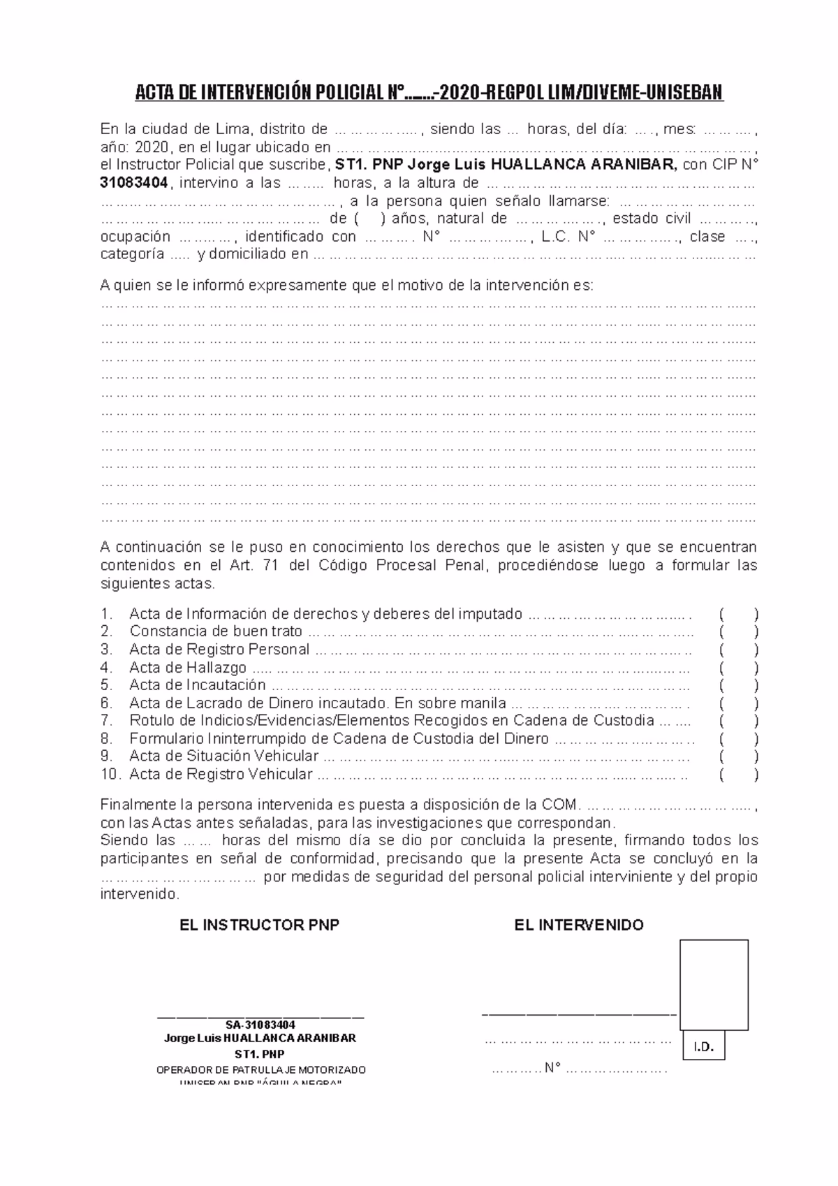 ¿Cómo redactar un acta de intervención policial?