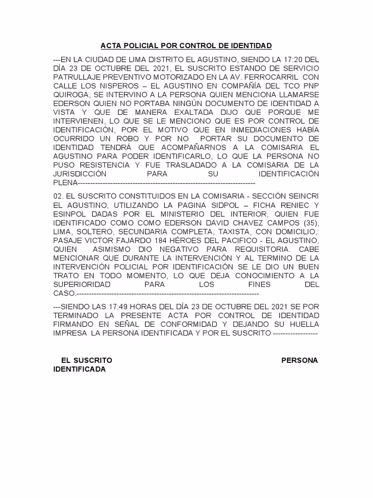 ¿Qué es el control de identidad policial?