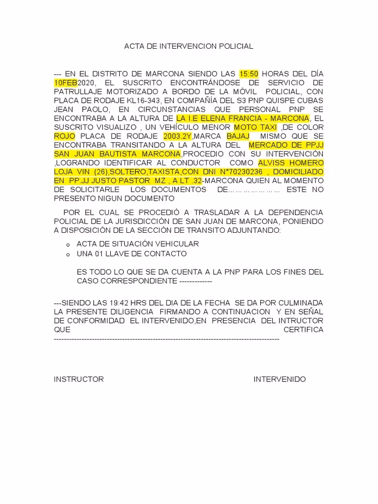 ¿Quién redacta el Acta Policial?