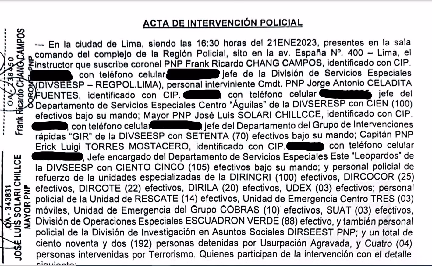 ¿Cuál es la finalidad de un acta en la función policial?