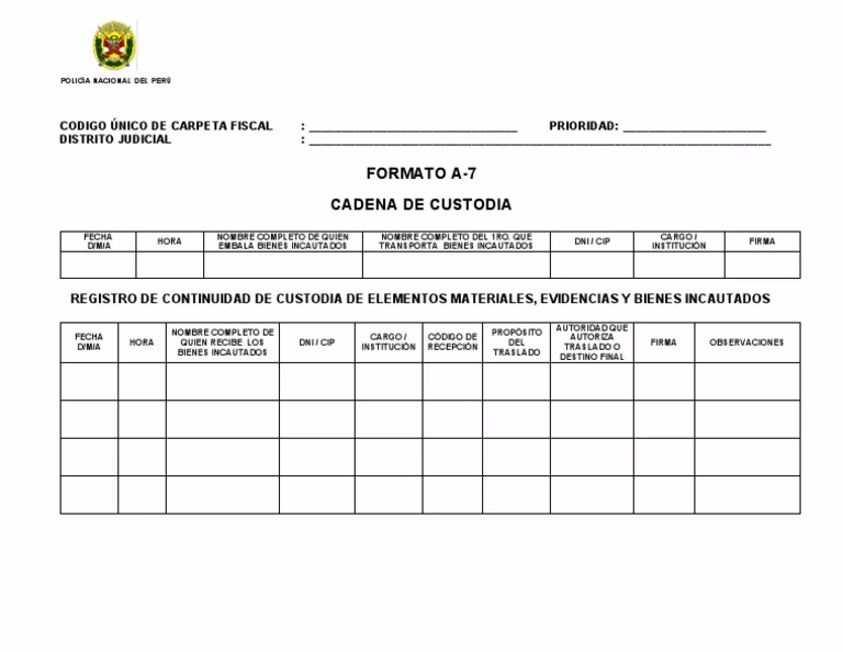 ¿Quién debe diligenciar el registro de continuidad de cadena de custodia?
