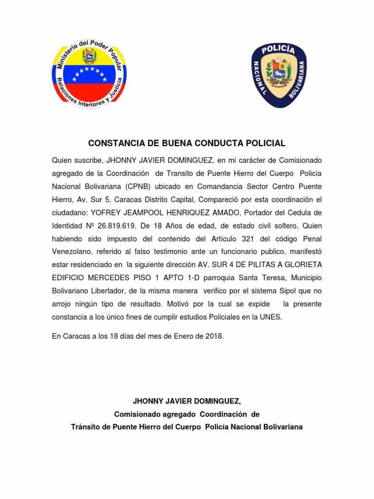 ¿Qué es un certificado de conducta?