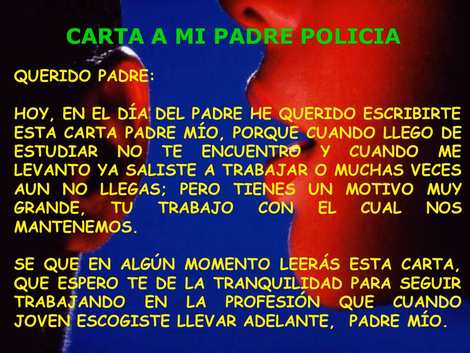 ¿Qué mensaje se puede incluir en una carta dirigida a un padre?