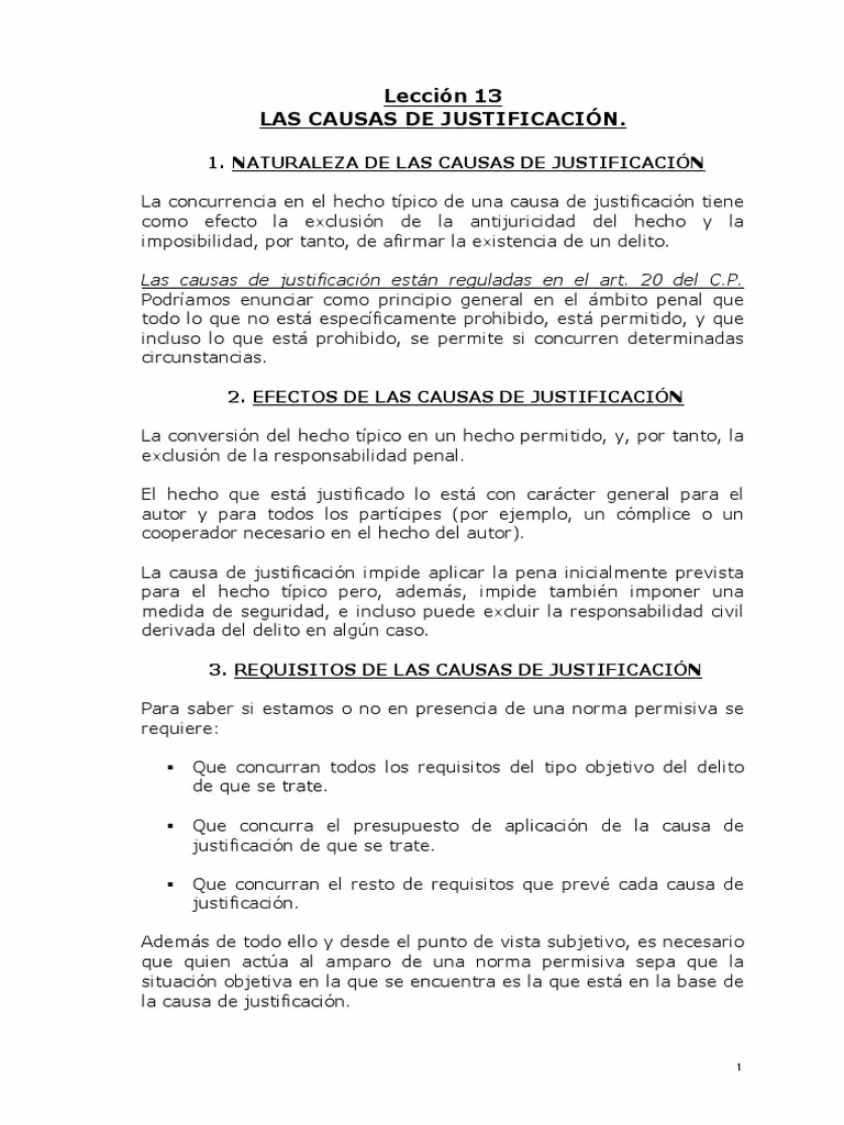 ¿Cuáles son las causas de justificación?