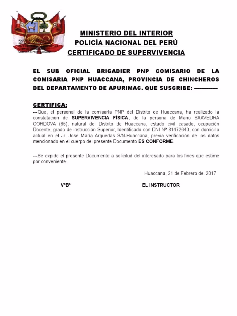 ¿Qué es el certificado de supervivencia?