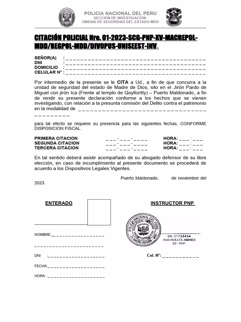 ¿Qué es la citación policial?