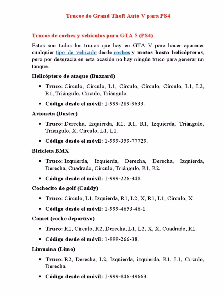 ¿Qué trucos hay para generar vehículos en GTA V?