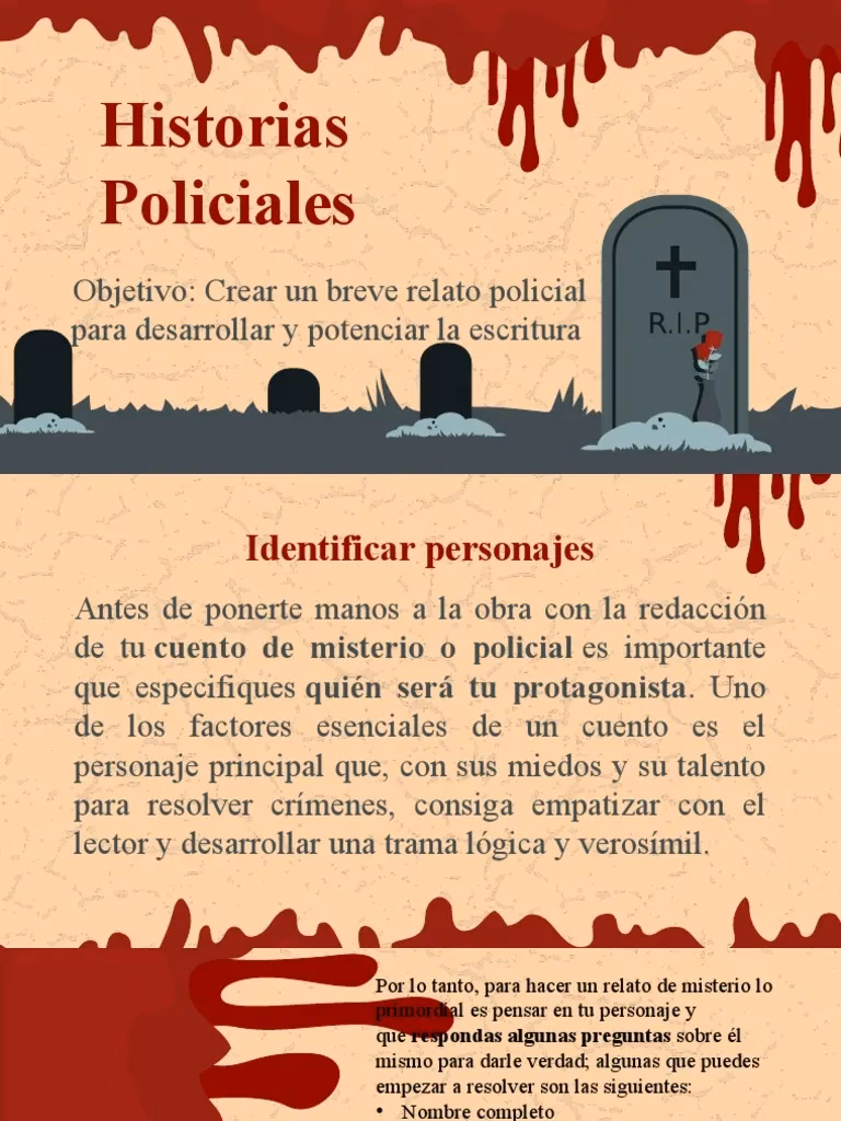 ¿Cuáles son las técnicas de narración que mantienen el suspenso en un cuento policial?