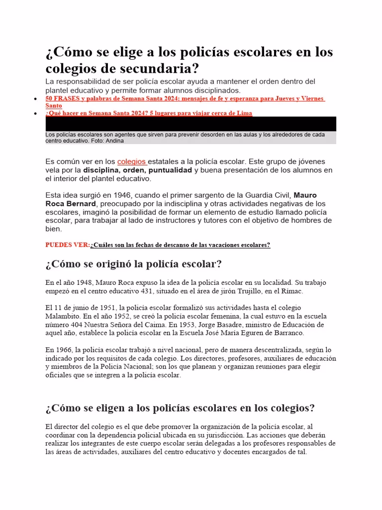 ¿Qué criterios deben tener en cuenta los profesores para ser policías escolares?