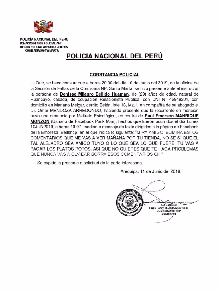 ¿Qué debe incluir una póliza o constancia?