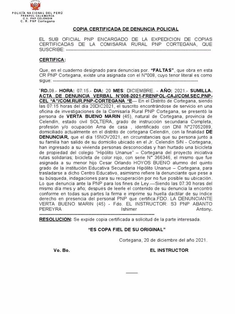 ¿Cómo solicitar una copia de una denuncia policial?