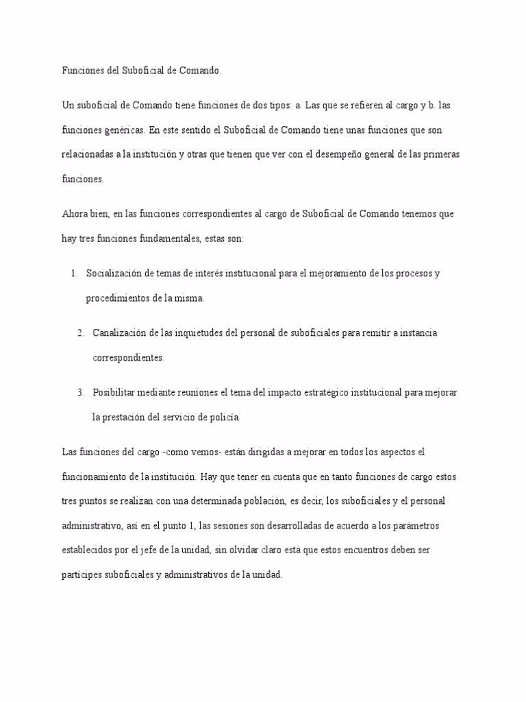 ¿Cuál es la función de un suboficial?