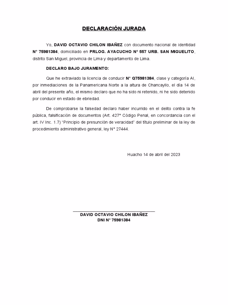 ¿Cómo presentar una declaración jurada de pérdida?