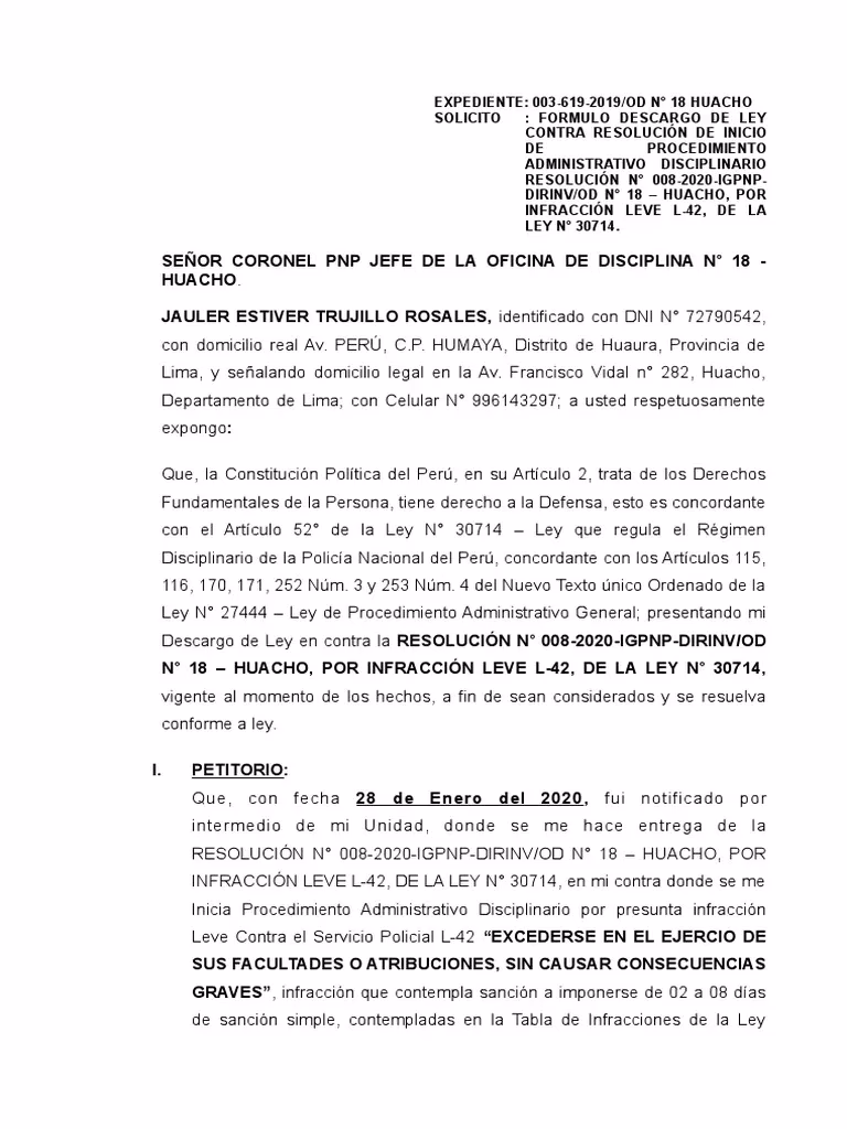 ¿Qué es un descargo policial?