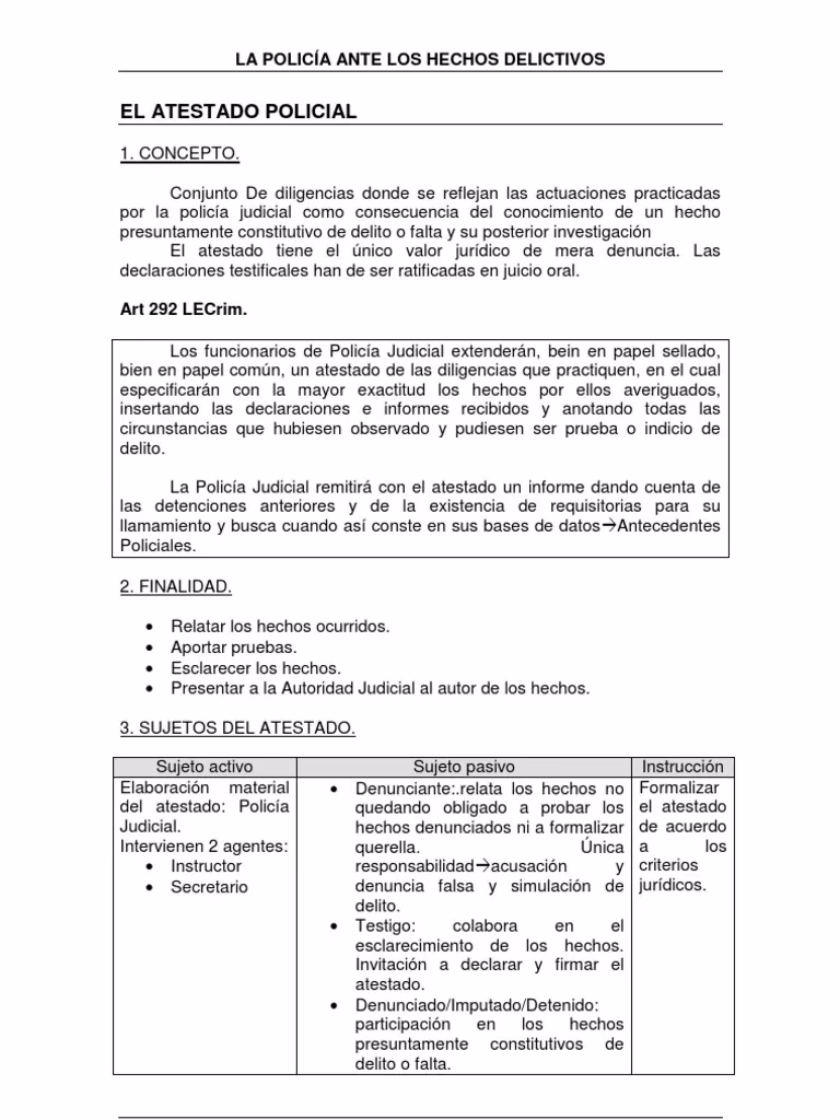 ¿Qué es el atestado policial?