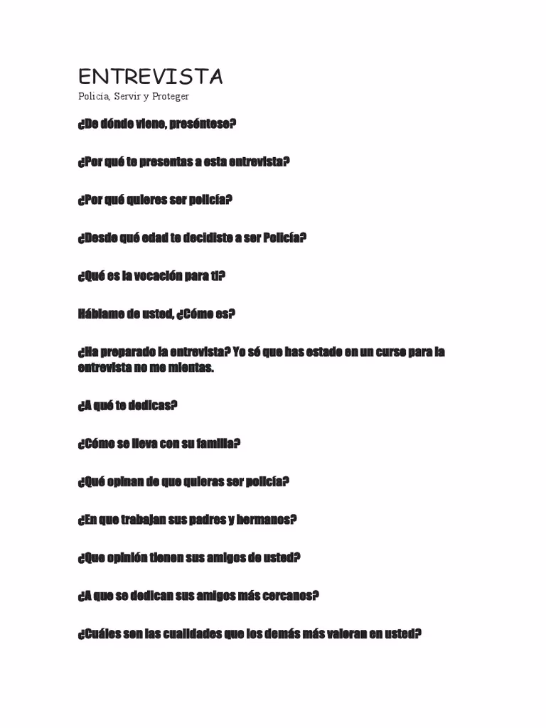 ¿Cuáles son las preguntas para hacerle en una encuesta a un policía?