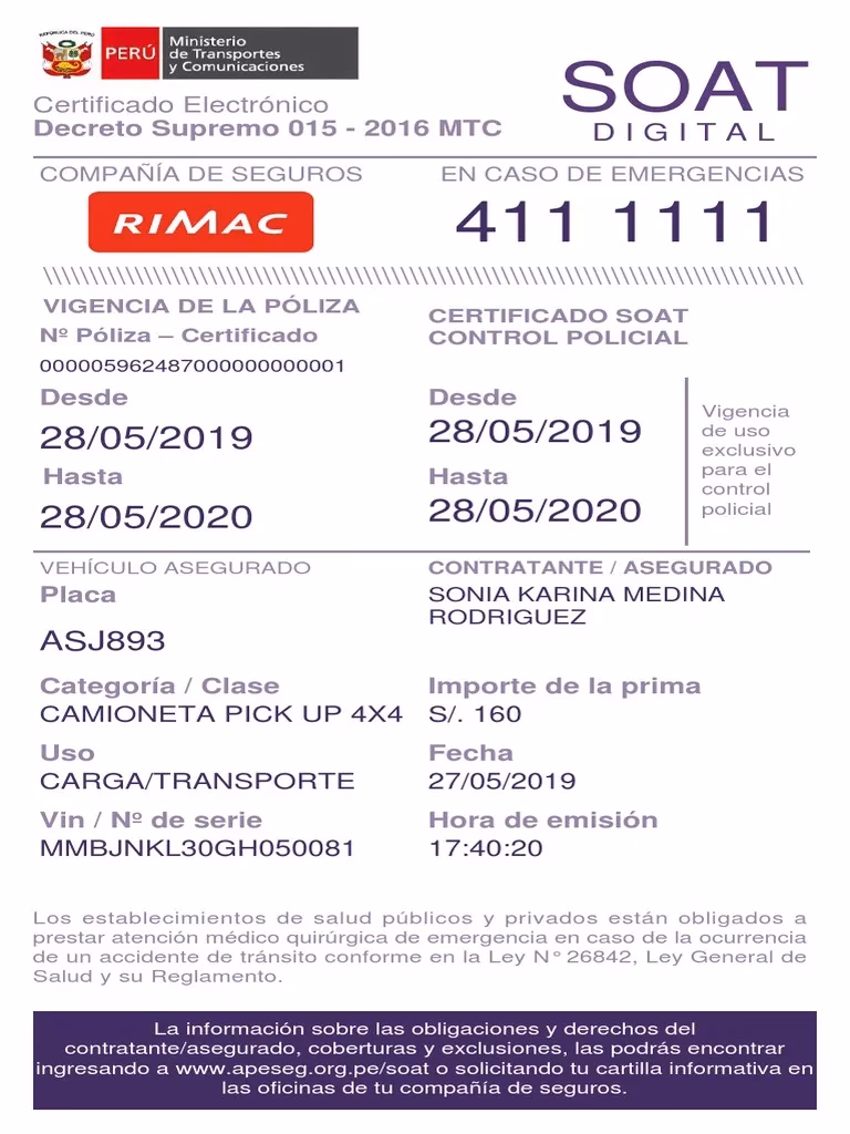 ¿Qué es un certificado SOAT?