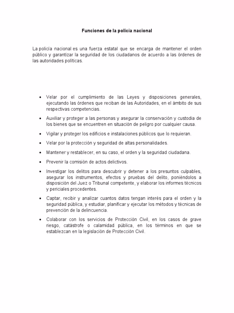 ¿Cuáles son las funciones de un Polica?