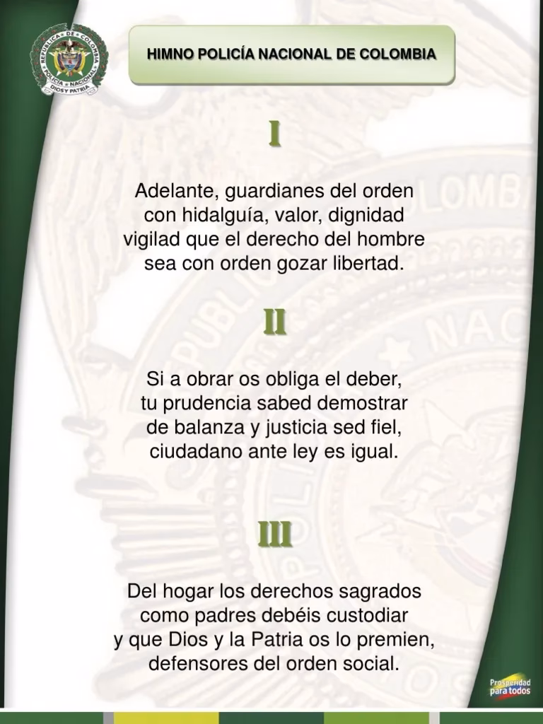 ¿Qué significa la letra del himno oficial de la Policía Nacional?