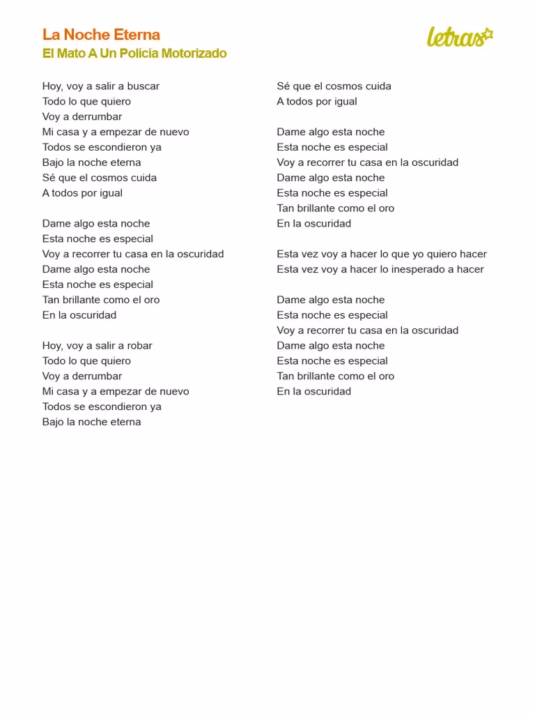 ¿Cómo se llama la canción que canta el mató a un policía motorizado?