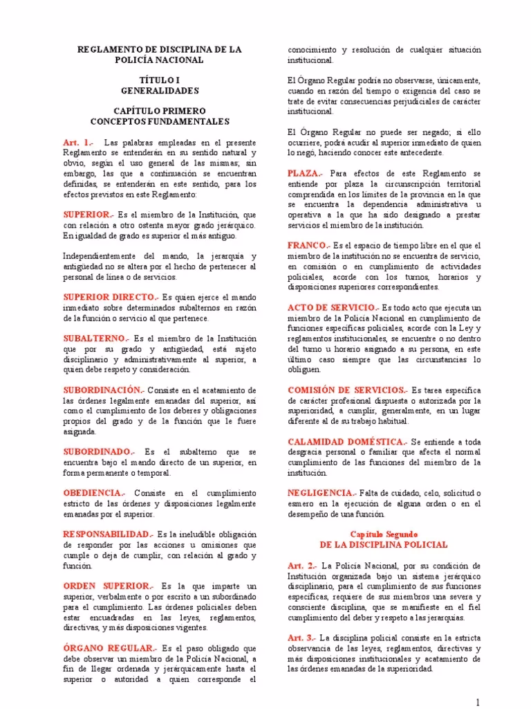 ¿Qué es la Ley de disciplina en la Policía Nacional del Perú?