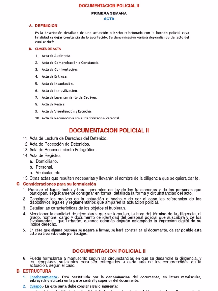 ¿Cuántas páginas tiene un documento policial?