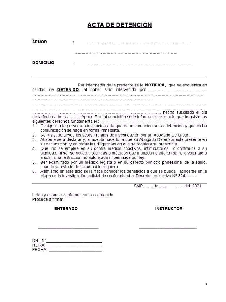 ¿Cuáles son los requisitos para elaborar un Acta Policial?