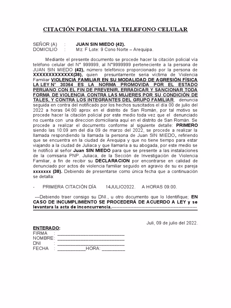¿Cómo se realiza la citación policial como investigado?