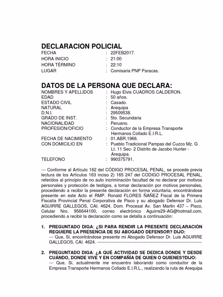 ¿Qué es una declaración policial?