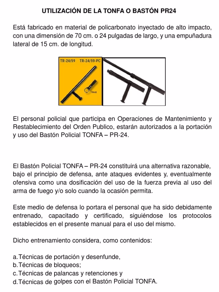 ¿Cuáles son las características de la tonfa?