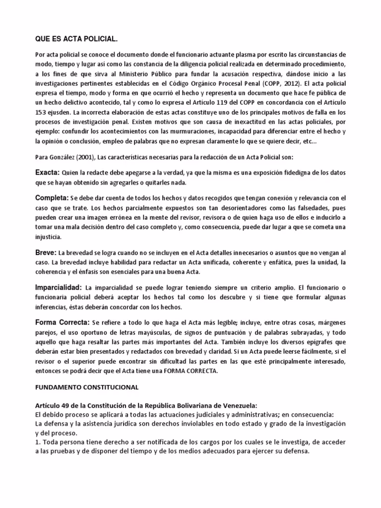 ¿Qué es un Acta Policial?