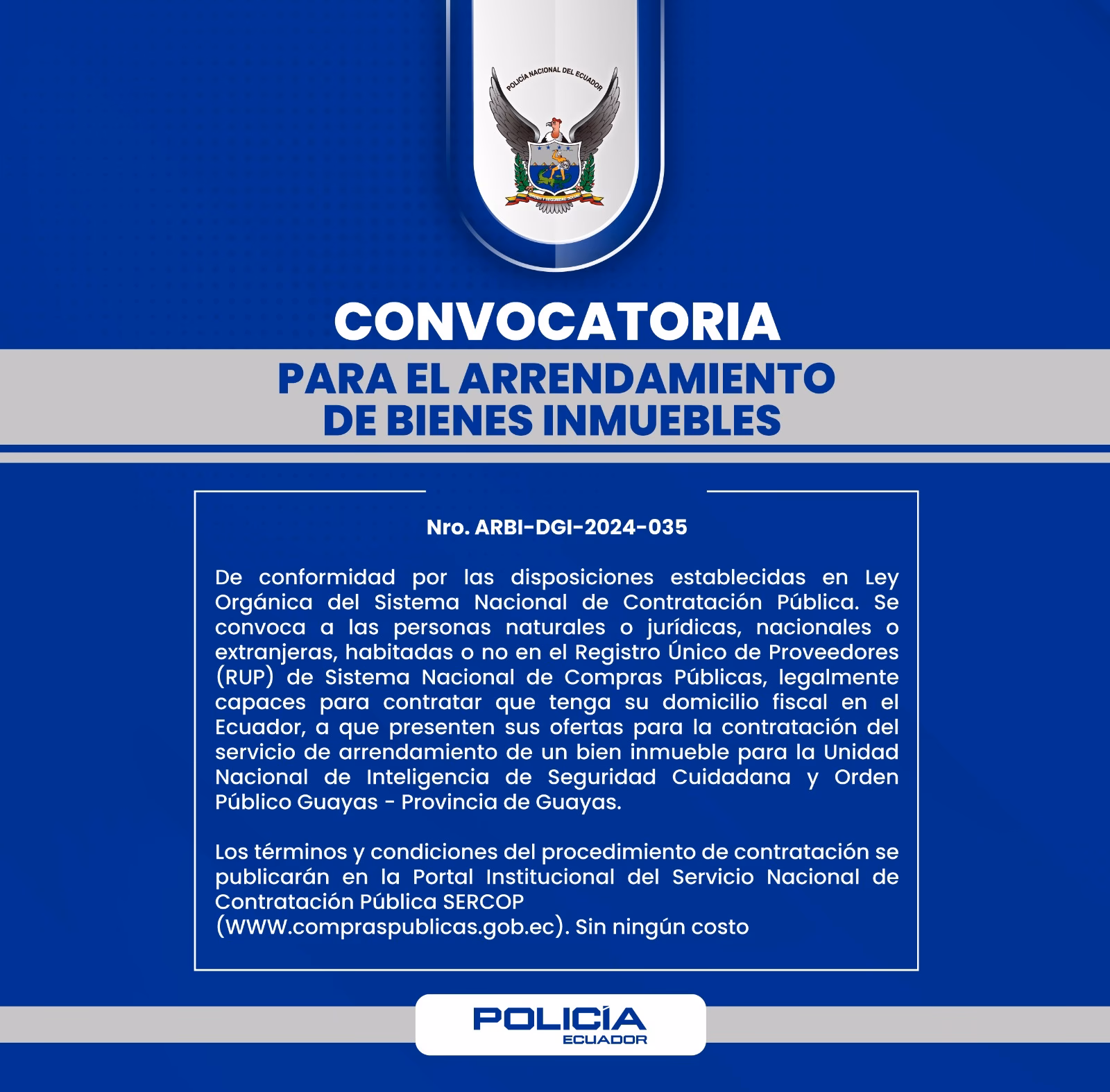 ¿Cuál es la dirección web de la Policía Nacional del Ecuador?