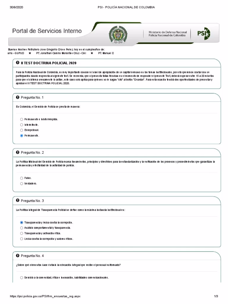 ¿Qué es la PSI de la Policía Nacional de Colombia?