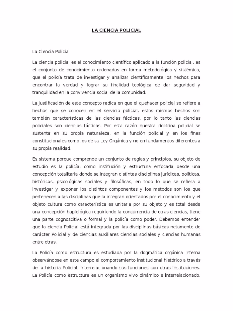 ¿Qué es la Ciencia Policial?