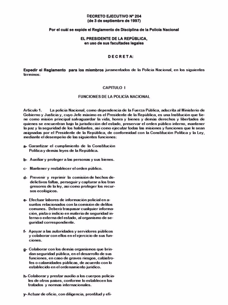 ¿Cuáles son las funciones de la Policía Nacional?