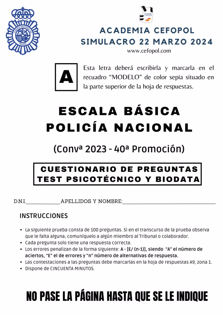 ¿Qué tipo de exámenes ofrece la App OPN test Policía Nacional?